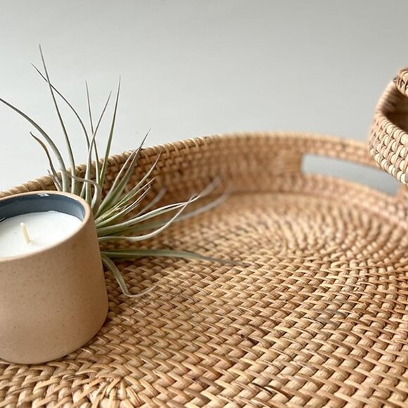 NEW Rattan Wicker Tray Perfect Christmas Gifts for Women, Serving Tray - Picture 7 of 9